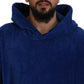 Dsquared² Blue Poncho Men Hooded Beachwear Changing Robe