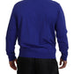 Dsquared² Blue Cotton Printed Collared Men Full Zip Sweater