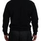 Dsquared² Black Cotton Printed Long Sleeves Pullover Sweater