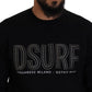 Dsquared² Black Cotton Printed Long Sleeves Pullover Sweater