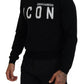 Dsquared² Black Logo Print Long Sleeves Men Pullover Sweater