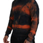 Dsquared² Black Orange Cotton Tie Dye Men Pullover Sweater