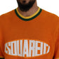 Dsquared² Orange Printed Long Sleeves Men Pullover Sweater