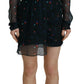 Dsquared² Black Floral Silk Long Sleeves Sheath Mini Dress