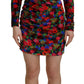 Dsquared² Multicolor Floral Bodycon Ruched Mini Dress