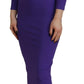 Dsquared² Purple Viscose Long Sleeves Bodycon Maxi Dress