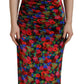 Dsquared² Multicolor Floral Bodycon Ruched Maxi Dress