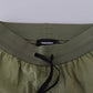 Dsquared² Green Cotton Mid Waist Drawstring Tapered Shorts