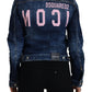 Dsquared² Blue Icon Printed Distressed Denim Jacket