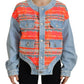 Dsquared² Orange Blue Panelled Button Front Denim Jacket