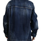 Dsquared² Blue Distressed Collared Denim Jacket