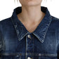 Dsquared² Blue Distressed Collared Denim Jacket