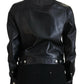 Dsquared² Black Leather Collared Long Sleeves Jacket