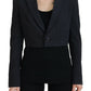 Dsquared² Black Cotton Cropped Button Blazer Jacket