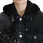 Dsquared² Black Washed Hooded Women Long Denim Blazer Jacket