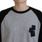 Dsquared² Black Gray Cotton Raglan Long Sleeves Casual Top