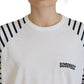 Dsquared² White Cotton Striped Crew Neck Short Sleeve Sweater