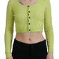 Dsquared² Yellow Green Cashmere Long Sleeves Cropped Sweater