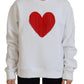 Dsquared² White Cotton Heart Fringe Long Sleeve Sweater