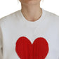 Dsquared² White Cotton Heart Fringe Long Sleeve Sweater