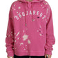 Dsquared² Pink Logo Print Cotton Hoodie Sweatshirt Sweater