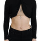 Dsquared² Black Cut Out Viscose Cropped Long Sleeves Top