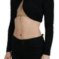 Dsquared² Black Cut Out Viscose Cropped Long Sleeves Top