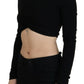 Dsquared² Black Viscose Cropped Round Neck Long Sleeves Top