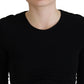 Dsquared² Black Viscose Cropped Round Neck Long Sleeves Top