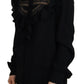 Dsquared² Black Lace Trim Turtle Neck Long Sleeves Top