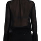 Dsquared² Black Viscose Long Sleeves See Through Blouse Top