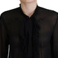 Dsquared² Black Viscose Long Sleeves See Through Blouse Top