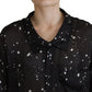 Dsquared² Black Polka Dots Collared Button Down Blouse Top