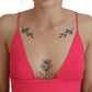 Dsquared² Pink Ribbed Knit Bra Cropped Spaghetti Strap Top