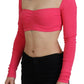 Dsquared² Pink Viscose Knit Square Neck Long Sleeves Top