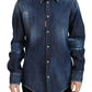 Dsquared² Blue Washed Cotton Button Down Collared Denim Top