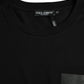 Dolce & Gabbana Black Logo Patch Cotton Crew Neck T-shirt