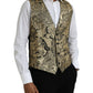 Dolce & Gabbana Gold Floral Jacquard Waistcoat Formal Vest