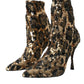 Dolce & Gabbana Gold Leopard Sequins Heels Boots Shoes