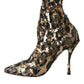 Dolce & Gabbana Gold Leopard Sequins Heels Boots Shoes