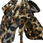 Dolce & Gabbana Gold Leopard Sequins Heels Boots Shoes