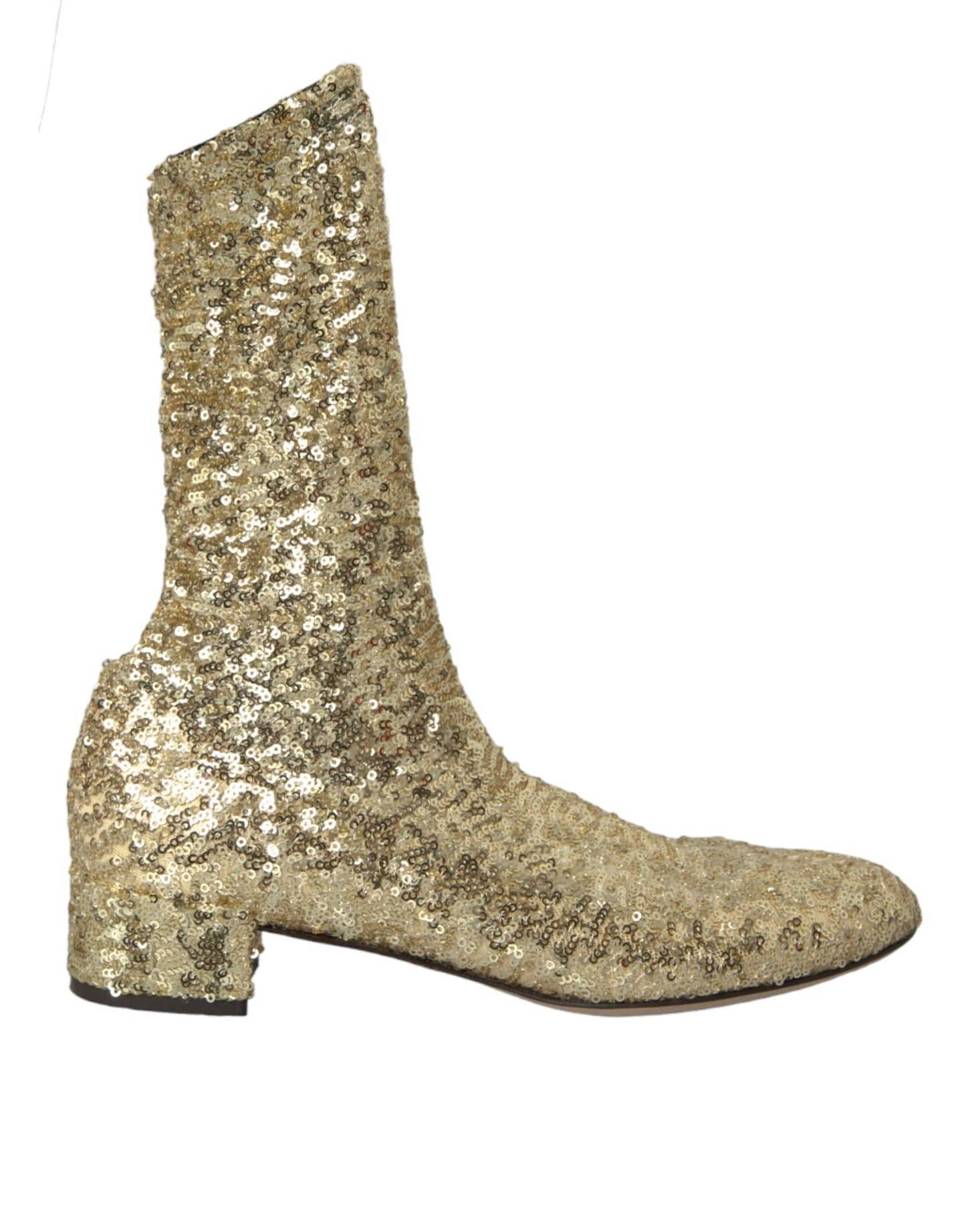 Dolce & Gabbana Gold Sequined Short Boots Stretch Shoes