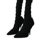 Dolce & Gabbana Black Stiletto Heels Mid Calf Boots Shoes