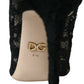 Dolce & Gabbana Black Stretch Taormina Lace Boots Shoes