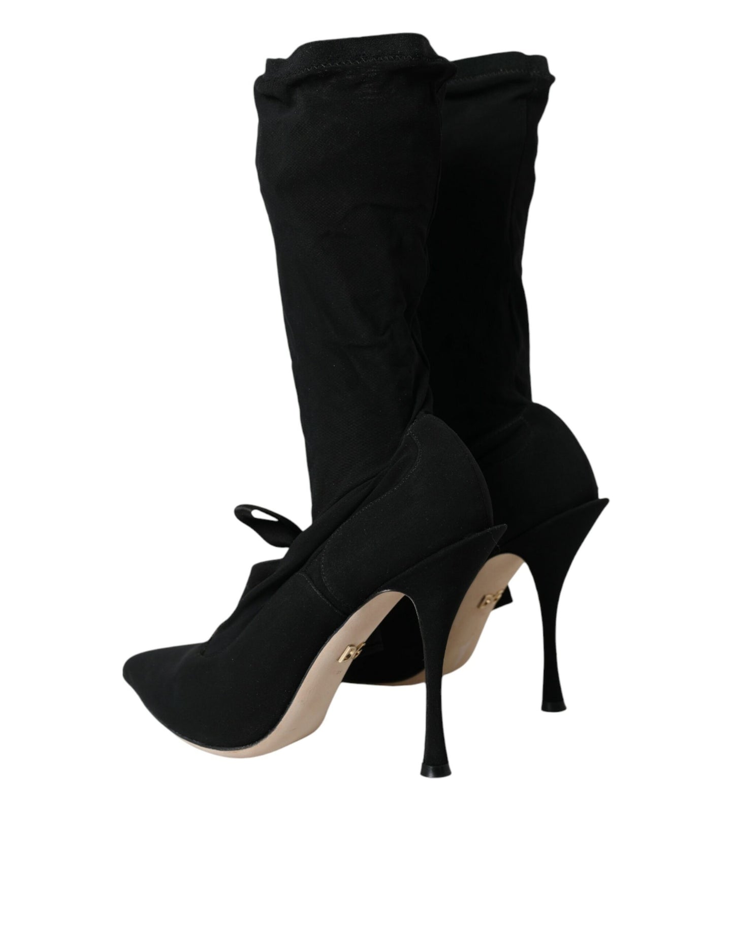 Dolce & Gabbana Black Stiletto Heels Mid Calf Boots Shoes