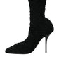 Dolce & Gabbana Black Stiletto Heels Mid Calf Boots Shoes