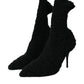 Dolce & Gabbana Black Suede Leather Ankle Heels Boots Shoes