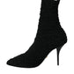 Dolce & Gabbana Black Suede Leather Ankle Heels Boots Shoes