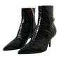 Dolce & Gabbana Black Eel Leather Logo Short Boots Shoes