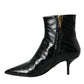 Dolce & Gabbana Black Eel Leather Logo Short Boots Shoes